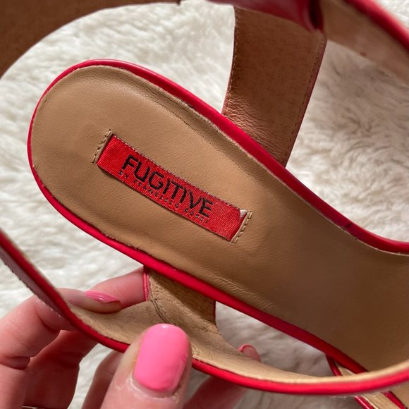 Fugitive By Francesco Rossi Red Leather Zipper Ankle Strap Point Toe Heels Pumps - Picture 4 of 5